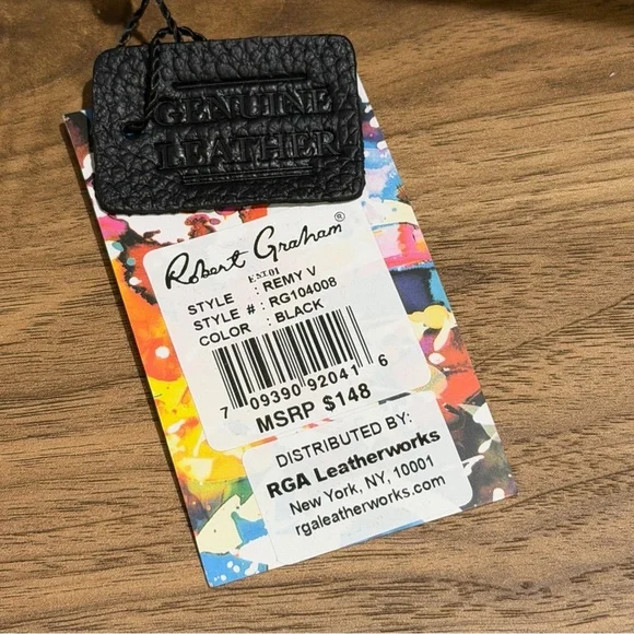 Robert Graham NWT Black Remy V Leather Toiletry Dopp Kit Travel Grooming Bag - Picture 5 of 6